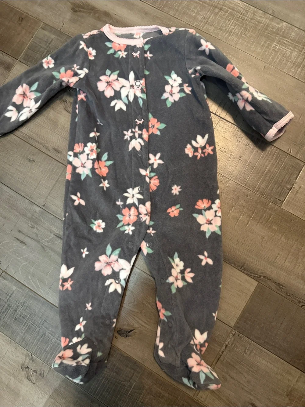 Carter's Plush Footed One-Piece Sleepers - Pink, Gray, White, Coral